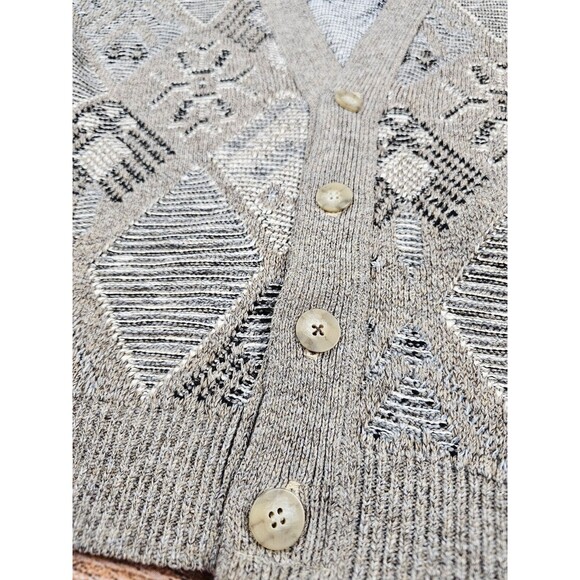 VTG 80’s Sweater Graphix Mens L USA Made Geometric Cardigan Sweater Grandpa EUC - Picture 6 of 12